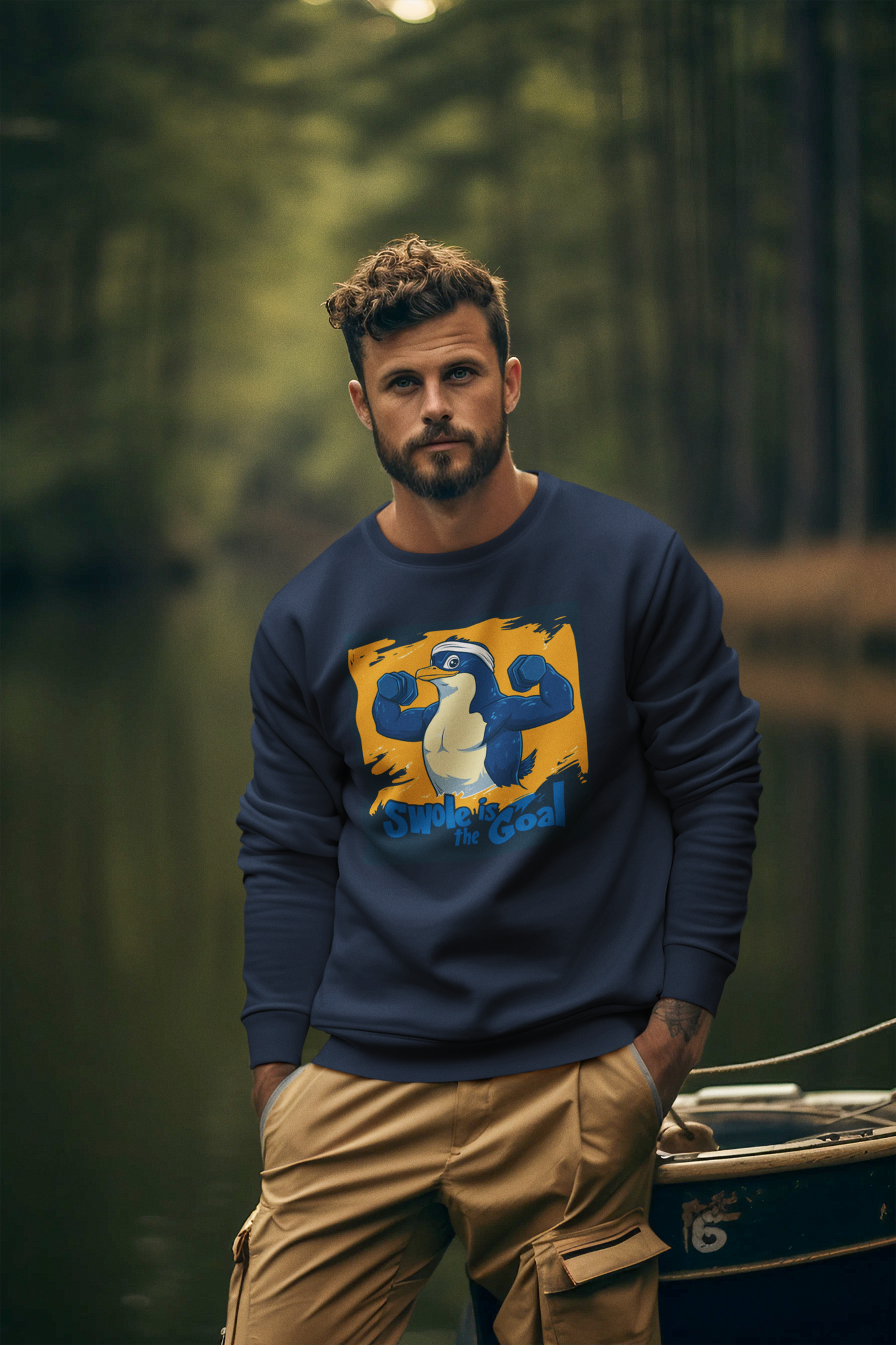 Premium Sweatshirt - Cartoon Penguin Swole